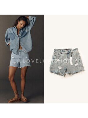Streetwear | NWT! Tractr Blu High Rise Distressed Shorts | 99% Cotton Indigo 26